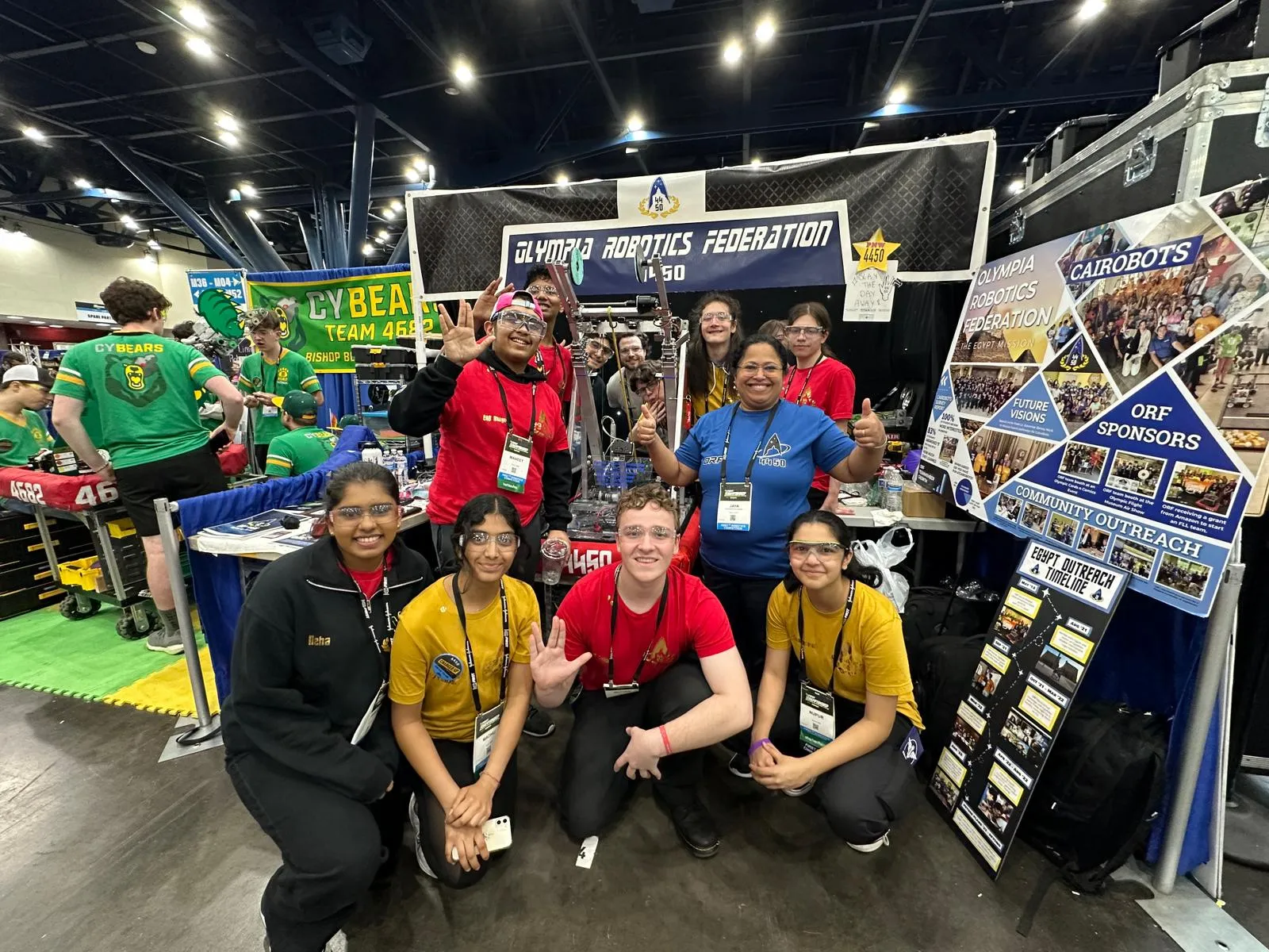 Our team's pit at the FRC World Championships in Houston